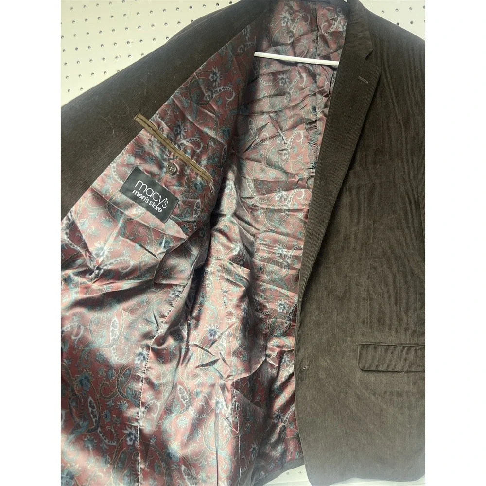 Ralph Lauren Corduroy Brown Elbow Patch Paisley Liner Blazer SportsCoat Size 46L